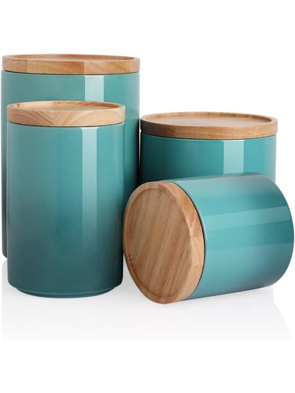 Stylish Ceramic Food Storage Canisters Set of 4 - Airtight Stackable Jars for
